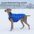 Kuoser Dog Puffer Jacket Warm Dog Coat for Extra Small Dogs, Windproof Reflective Pet Padded Vest Cold Weather Clothes Puppy Snowsuit with Hook & Loop Coats, Easy On/Off, Blue XS