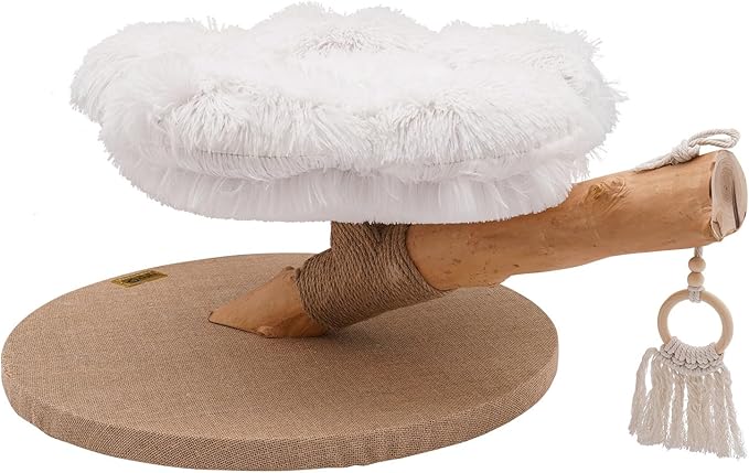 Modern Cat Tree Tower, Wooden Cat Tower, Cat Nest for Large Cats, Unique Handmade Cat Tree with Real Wood Branches, Cat's Nest with Pendant