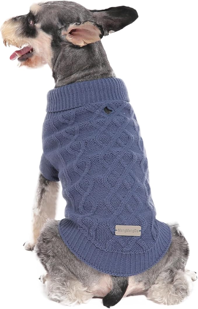 Small Dog Warm Winter Sweater, Comfortable Dog Clothes Puppy Knitwear for Small Medium Large Breeds Dog Outfits, (Dark Blue L)