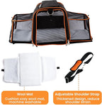TSA Airline Approved Expandable Pet Carrier, 17"x11"x11" 5-Side Entry Soft-Sided Collapsible Cat Dog Carrier (up to 15 lbs), with Alloy Frame & Removable Wool Mat for Travel