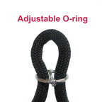 Braided Round Martingale Dog Collar, Training Collar with Slidable Stop Ring - Ideal for Small Medium Dogs (M- (1/3") - 18" Long, Black)