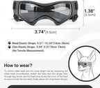 Dog Sunglasses for Extra Small Breed UV Protection Windproof XS Dog Goggles with Adjustable Head & Chin Straps for Ride Car/Hiking Travel/On Beach-Black