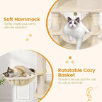 Tangkula 66 Inch Tall Cat Tree, Multi-Level Cat Tower with Sisal Scratching Posts, 2 Condos, Plush Perch, Hammock, Basket, Dangling Toys, Cat Climbing Furniture for Indoor Cats (Beige)