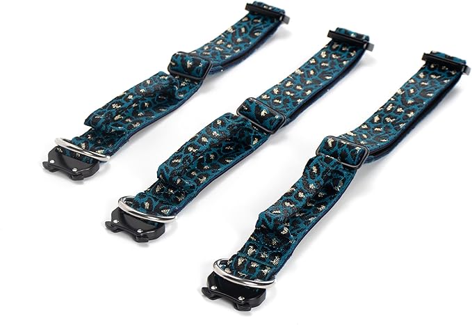 Heavy Duty Dog Collar with Unique Leopard Totem Design Adjustable Durable Nylon Collar, Metal Buckle for Large Dogs Bold Style for Training & Outdoor Adventures (Blue Leopard S)