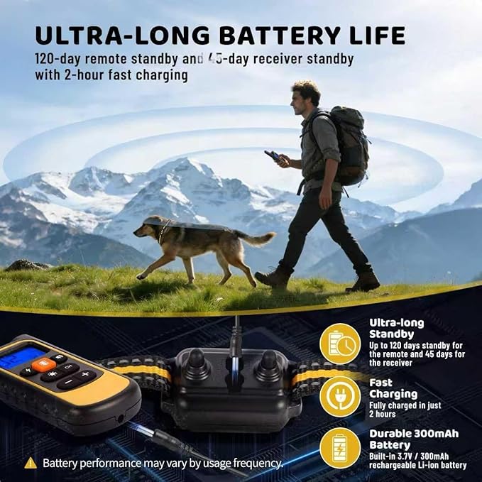 Waterproof Dog Shock Collar with Remote 3300 FT – 3 Modes Beep Vibrate Static, LED Light, 20-Level Adjustable, Rechargeable Training Collar for Small Medium Large Dogs 8-120 lbs