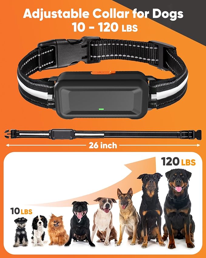 Remote Training Collar with LED Light – 3300FT Range, Rechargeable & Waterproof, Beep and Vibration Modes with Adjustable Levels, Reflective Strap for Small Medium Large Dogs