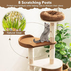 Tangkula 75 Inch Tall Cat Tree for Indoor Cats, Natural Solid Rubber Wood Cat Tower with Sisal Scratching Posts, Top Perch, Detachable Cat Condo, 6-Layer Modern Cat Trees and Towers for Large Cats