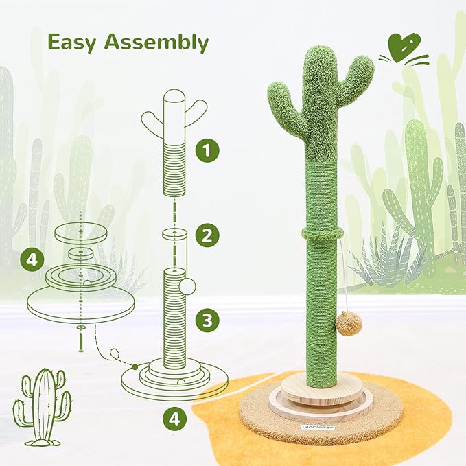 Globlazer Cactus Series Combination 76-inch Tall Cat Tower for Indoor Cats and 30-inch Scratching Post for Cats