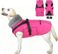 PETDSH Dog Coat Large, Built-in Harness Dog Jacket with Warm Fleece Lining, Waterproof Reflective Dogs Winter Coat, Pet Coats with Pocket and Trash Bags (Pink, XXX-Large)