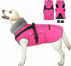 PETDSH Dog Coat Large, Built-in Harness Dog Jacket with Warm Fleece Lining, Waterproof Reflective Dogs Winter Coat, Pet Coats with Pocket and Trash Bags (Pink, XXX-Large)