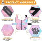 Queenmore Dog Winter Coat, Cold Weather Fleece Jacket for Dogs, Waterproof Reflective Reversible, for Small, Medium and Large Dogs (Tie-Dye, L)