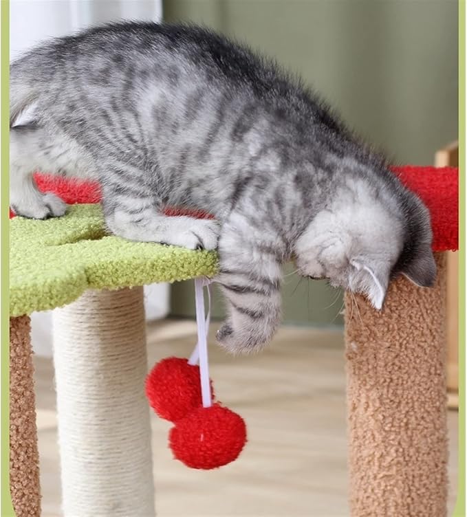 SUNESA Cat Tree Cat Tower Cherry Cat Climbing Frame Three-Tier Cat Litter One Cat Frame Cat Toy Cat Scratching Post Pet Supplies Cat Tree Condo Cat Tree Indoor Climbing