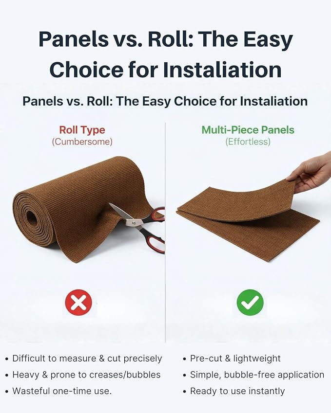 Trimmable Self-Adhesive Cat Scratch Mat, DIY Climb Scratcher for Cat Tower, Couch, and Furniture Protector, Replacement Pads (Brown, 23.6''x11.8'', 3-Pack)