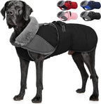 Nanaki Large Dog Coat Rainproof-Warm Giant Breed Dog Jacket With Leash Hole, Fleece Lining Reflective Great Dane Winter Coat Doberman Jacket For Cold Weather Outdoor Walking Hunting, Camping,Black 3XL