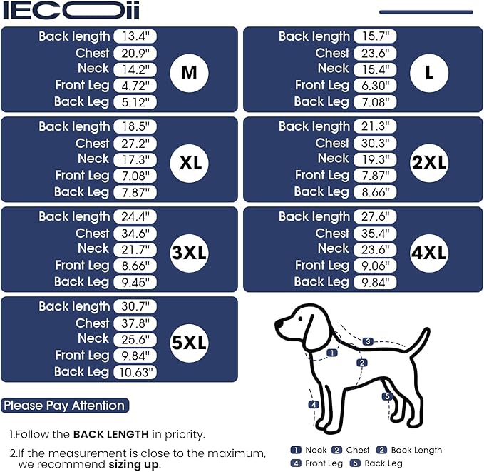 IECOii Dog Coat for Winter, Fleece Sweaters Warm Long Sleeve Jammies Indoor Outdoor, Stretchy Comfortable Onesie Doggie Pajamas for Small Dogs Boy & Girl, Machine Washable,Navy Blue, Size M