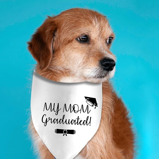 My Mom Graduated Dog Bandana - Puppy Scarf for Graduation Announcement, Pet Accessories, Reveal Ideas - Gift for Dog Lovers
