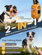 Smart 2-in-1 Bark and Shock Collar for Dogs - AI Anti-Misoperation, 3300FT Remote Training Collar, IPX7 Waterproof, 4 Modes (Tone, Vibration, Safe Shock, Auto Anti-Bark) for Dogs