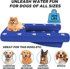 Inflatable Dock Platform, Dog Boat Ramp Floating Non-Slip Oxford and PVC with Water Ramp for Dogs Pool, Dock, Lake with Traction Rope, Manual Air Pump (4.7ft x 3ft x 6in) Blue