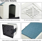 Bonnlo Plastic Dog House, Pet Dog Kennel Water Resistant for Small Medium Sized Dogs with Door, Indoor & Outdoor Use (32.7" H)