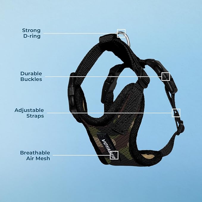 Voyager Step-in Lock Pet Harness - All Weather Mesh, Adjustable Step in Harness for Cats and Dogs by Best Pet Supplies - Army/Black Trim, S (Pack of 2)