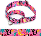 Martingale Dog Collars - Flower Multicolor Cute Patterns, Adjustable Nylon Training Dog Collar Suitable for Boy and Girl Dogs Medium Large Dogs (17, L)