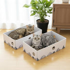 Cat Scratcher Box with 3-Layer Corrugated Pad, Heavy-Duty Double-Sided Cardboard Scratching Board & Bed, Checkered Design, for Cats, Large 2-Pack