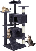 54-Inch Cat Tree Tower with Condo & Platforms, Multi-Level Cat Climbing Tree for Indoor Cats, Sturdy Cat Treehouse with Soft Fabric & Scratching Posts,Deep Blue