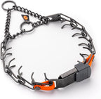 Herm Sprenger Black Stainless Steel Dog Collar with Quick Release ClicLock Buckle O-Ring Biothane Insert Training Collar Made in Germany (Hunter Orange, 16in x 2.25mm(Neck Size up to 13-14in))