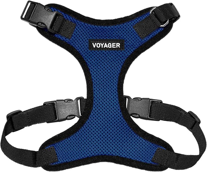 Voyager Step-in Pet Harness - All Weather Mesh, Adjustable Step in Harness for Cats and Dogs by Best Pet Supplies - Royal Blue/Black Trim, L