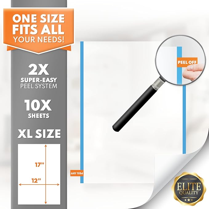 Cat Scratch Couch Protector - 10XL Sheets, Clear (Almost Invisible), Extra Durable, Easy to Customize, Residue-Free Furniture Protector