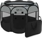 Dark Grey Dog Cat Playpen, Puppy Pet Playpen, Small Dogs Tent Crates Cage Indoor/Outdoor, Portable Pop Up Dog Kennel Playpen with Carrying Case for Dogs/Cats/Rabbits