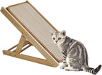 PINVNBY Tilted Angled Cat Scratcher Ramp with Replaceable Natural Sisal Mat,Incline Wooden Cat Scratching Board Three Different Adjustable Height Cat Scratch Pad Bed for Indoor Cats Kitten