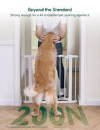 Babelio Baby Gate, 29-48 Inch Auto Close Pet Gate PressGuard P7, Easy Install Pressure-Mounted Safety Gate, Extra Wide Pet Gate for Stairs and Doorways, 2 Pack White