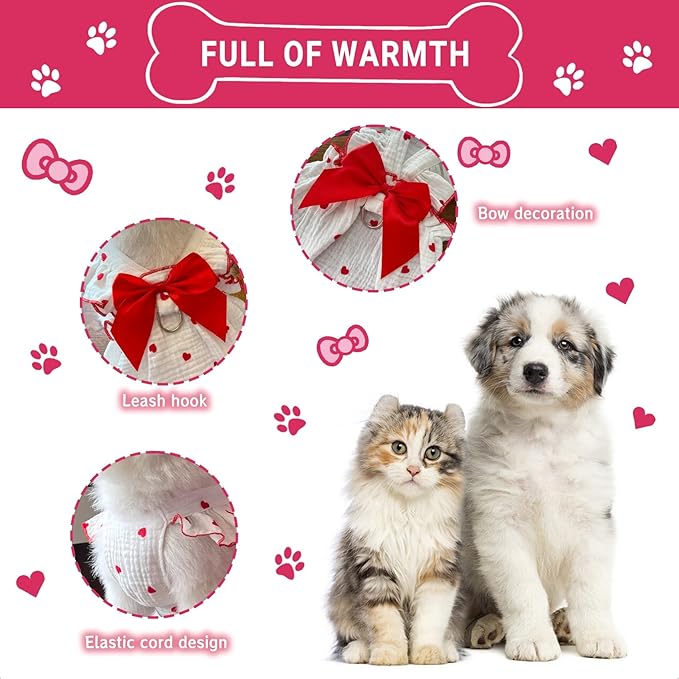 TAPBULL Dog Dresses, Fashionable Pet Dog Clothes with Heart Design, Cute Cat Birthday Dress Outfit (Pink/Red/Blue/Purple/Black 5-Pack), XX-Large