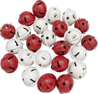 Pack of 50 Small Bells for Crafts, 1 Inch Red and White Jingle Bells Little Bells for Crafting Dog Training Doorbell Cat Collar Christmas Tree Wedding Decorations (Red and White)