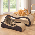 2 in 1 Cat Scratcher Cardboard Lounge Bed, Cat Scratching Post, Durable Board Pads Prevents Furniture Damage,Large,Brown