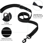 Annchwool No Pull Dog Harness with Padded Handle+5 Ft Leash,Reflective Strip Escape Proof and Quick Fit to Adjust Dog Harness,Easy for Training Walking for Small & Medium and Large Dogs(Black-Set,XL)