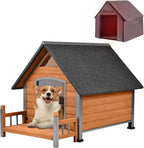 Dog House with Insulated Liner, Waterproof Dog Kennel for Small to Large Sized Dogs, Outdoor Doghouse 100% Insulated Puppy Shelter with Elevated Floor for Winter(Brown)