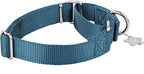 Martingale Dog Collar, No-Buckle Escape-Proof Design, Heavy-Duty Nylon and Welded D-Ring, Adjustable Training Collar for Medium Large Dogs (Haze Blue, L)