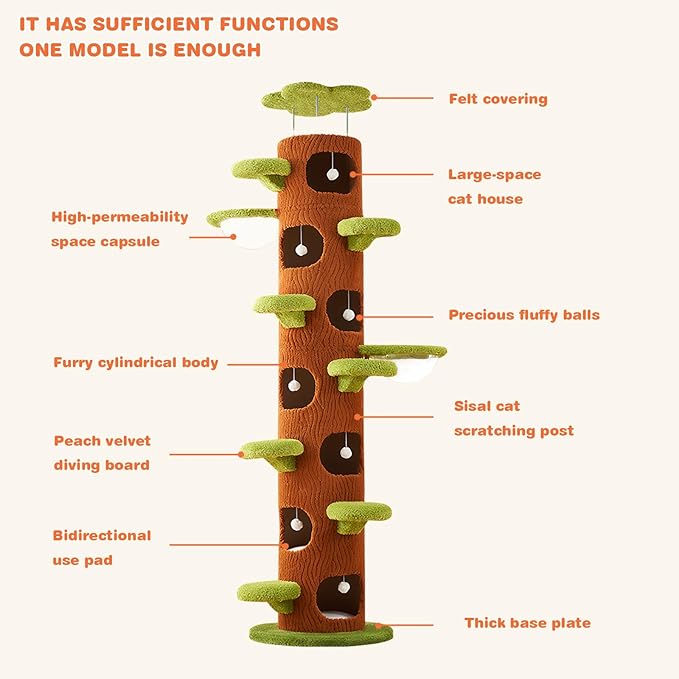 Generic Forest Large Cat Tree with Sisal Scratching Pad Cat Climbing Frame Super Large Cat Tree Tower for Indoor Kittens