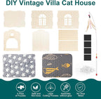 DIY Cat House Assembly cat Houses for Indoor Large Cat Cave Wood Cat Houses for Cats, Kittens, Small Dogs Cat Hideaway
