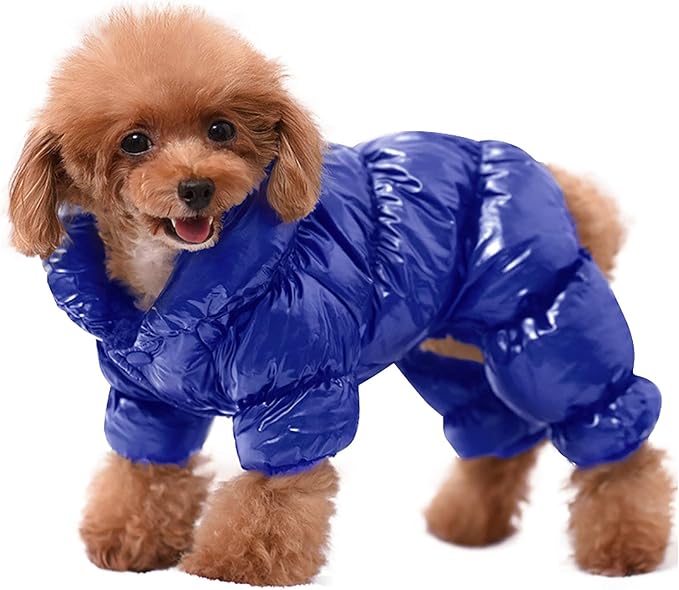 AOFITEE Dog Winter Coat, Waterproof Dog Jacket, Fullbody Dogs Winter Coat Snowsuit, Windproof Puppy Puffer Jacket Snow Suit with Legs, Pet Fleece Vest, Cold Weather Coats for Small Dogs, Blue XXL