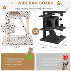 SHA CERLIN 65in Larger Cat Tree Tower Condo for Indoor Kitties/Multi-Level Furniture Activity Center with Wide Base/Cozy Plush Perches/Baskets/Sisal Scratching Posts and Hammock/White & Black Spot