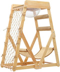 Wooden Cat Tree, Cat Tree House, Triangle Design with Cat Hammock & Sisal Scratch Post & Feather Toys, Solid Wood Cat Tower (Size : Upgraded Model)