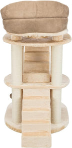 TRIXIE Elsa Senior Cat Tower with Scratching Posts, Hammock, Stairs, Top Platform Bed, Dangling Pom-Pom Beige