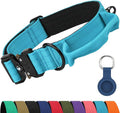 Joytale Tactical Dog Collar for X-Large Dogs with Control Handle, Heavy Duty Military Training Collar for Power Breeds, AirTag Holder Case, Quick Release Metal Buckle, Soft Padded, XL, Sky Blue