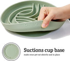 OHMO Slow Feeder Dog Bowls (Diamond, 8" Sage Green) Enrichment Soft Silicone Food Safe Feeding Bowl Non Slip Suction Cup for All Breed Pet, Cat Slow Down Eating Dishes, Boredom and Anxiety Reducer