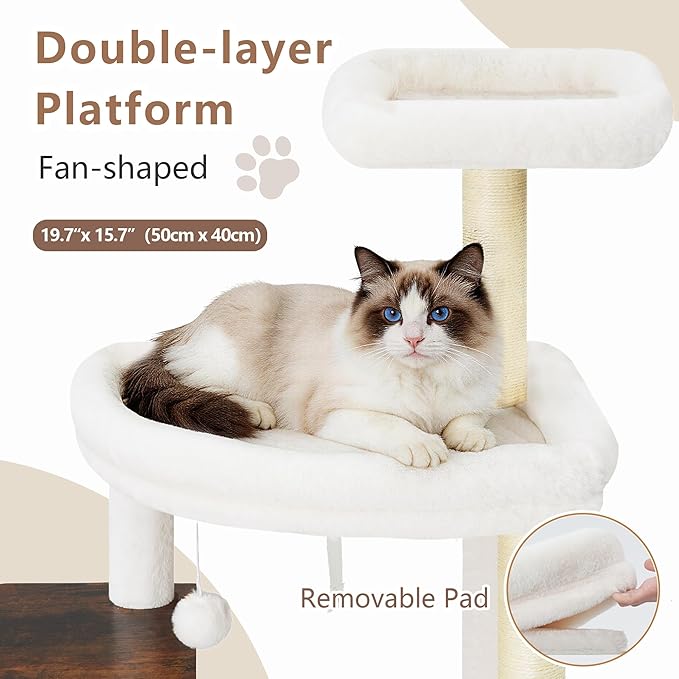 Cat Tree, 70.9 Inch Wood Cat Tower for Large Cats Adult, Modern Cat Furniture with Double-Layer Wooden Cat Condo, 2 Platforms, Large Hammock and Scratching Posts, Rustic Brown GCT102SR