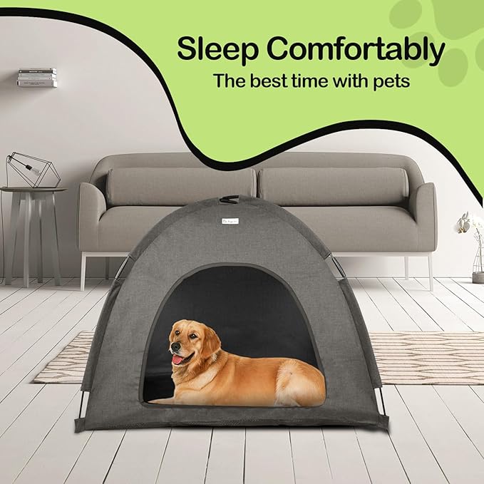 Cat and Dog Outdoor Waterproof Tent House - Indoor/Outdoor Cave Nest Bed for Small Dogs, Cats, Bunnies - Washable (Gray, Large)