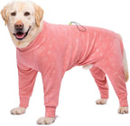 Dog Coats Autumn Winter Jumpsuit for Large Medium Dogs, Warmer Recovery Suit Polar Fleece Dog Bodysuit Lightweight Pajamas Pullover Stretchy Onesie Four-Legged Cold Weather Clothes(2XL, Pink)